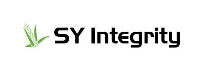 Logo SY Integrity cu simbol verde stilizat în stânga pe fundal alb